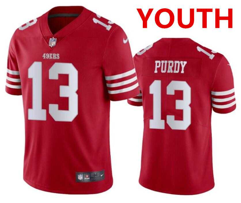 Youth San Francisco 49ers #13 Brock Purdy Red Vapor Untouchable Limited Stitched Football Jersey Dzhi->youth nfl jersey->Youth Jersey